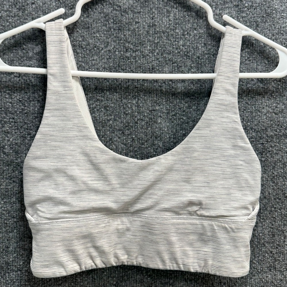 Lululemon Align Bra Grey White Space Dye Striped Size 6 Cropped Yoga Bra